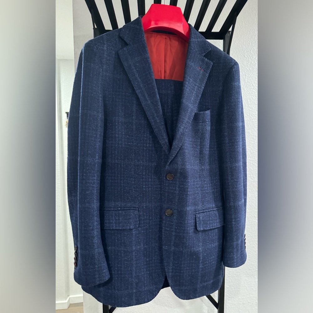 Suitsupply Navy Windowpane Wool Suit 40S